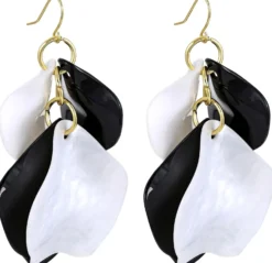 Bijou Brigitte Blumenschmuck>Ohrhänger - Monochrome Leaves schwarz, weiß