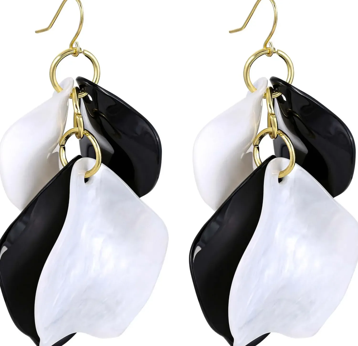 Bijou Brigitte Blumenschmuck>Ohrhänger - Monochrome Leaves schwarz, weiß