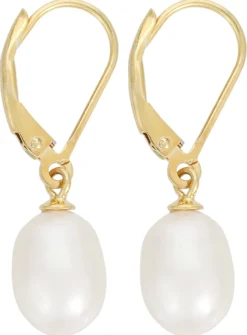 Bijou Brigitte Brautohrringe|Ohrringe 925Er Silber>Ohrhänger - Simple Pearl gold, weiß