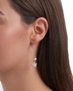 Bijou Brigitte Ohrringe Gold>Ohrhänger - Zirconia Flowers gold