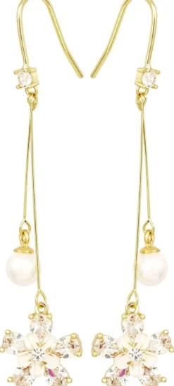 Bijou Brigitte Ohrringe Gold>Ohrhänger - Zirconia Flowers gold