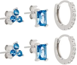 Bijou Brigitte Silver Crystals|Ohrstecker>Ohr-Set - Blue Crystals silber