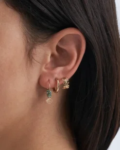 Bijou Brigitte Creolen|Ohrringe Gold>Ohr-Set - Green Shells gold