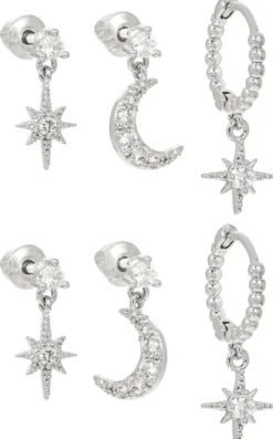 Bijou Brigitte Creolen|Ohrstecker>Ohr-Set - Moon Star silber
