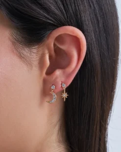 Bijou Brigitte Creolen|Ohrringe Gold>Ohr-Set - Moon Stars gold