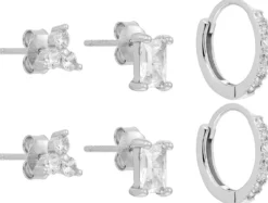 Bijou Brigitte Silver Crystals|Ohrstecker>Ohr-Set - Shining Trio silber