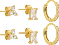 Bijou Brigitte Silver Crystals|Ohrstecker>Ohr-Set - Sparkling Trio gold