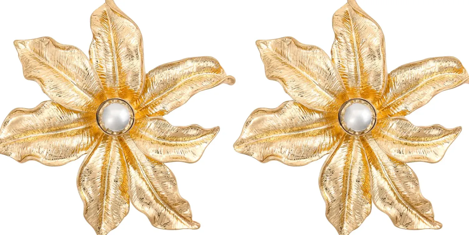 Bijou Brigitte Ohrringe Gold|Blumenschmuck>Ohrstecker - Big Flower gold