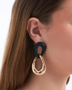 Bijou Brigitte Ohrringe Gold>Ohrstecker - Black Statement schwarz, gold
