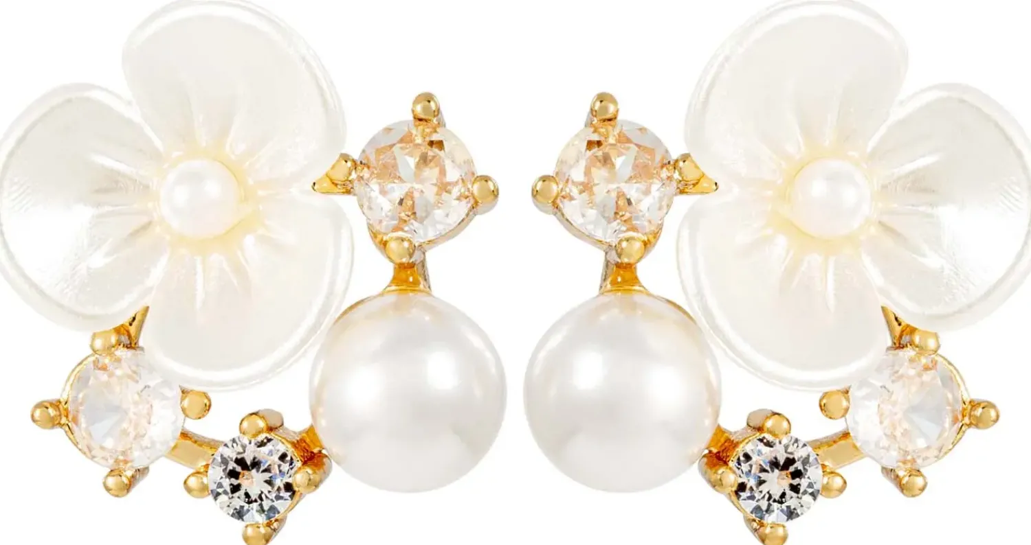 Bijou Brigitte Perlenschmuck|Blumenschmuck>Ohrstecker - Blossom Pearl weiß