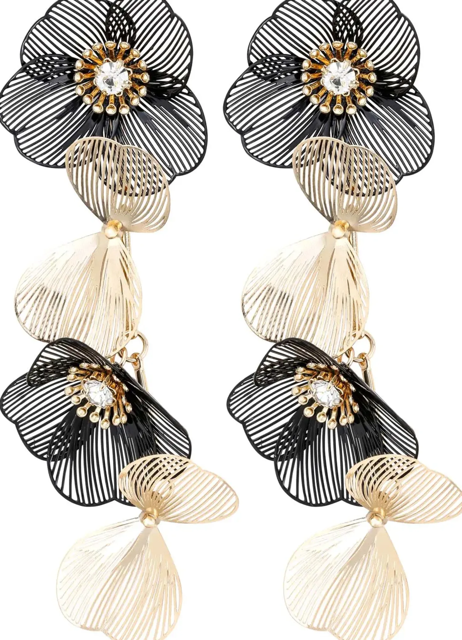 Bijou Brigitte Ohrringe Gold|Blumenschmuck>Ohrstecker - Bold Flowers schwarz, gold