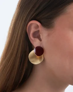Bijou Brigitte Ohrringe Gold|Ohrstecker>Ohrstecker - Burgundy Circles gold, burgundy