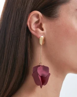 Bijou Brigitte Ohrringe Gold|Blumenschmuck>Ohrstecker - Burgundy Flower gold, burgundy