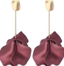 Bijou Brigitte Ohrringe Gold|Blumenschmuck>Ohrstecker - Burgundy Flower gold, burgundy