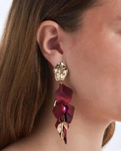 Bijou Brigitte Ohrringe Gold|Ohrstecker>Ohrstecker - Burgundy Leaves gold, burgundy