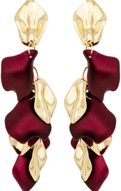 Bijou Brigitte Ohrringe Gold|Ohrstecker>Ohrstecker - Burgundy Leaves gold, burgundy