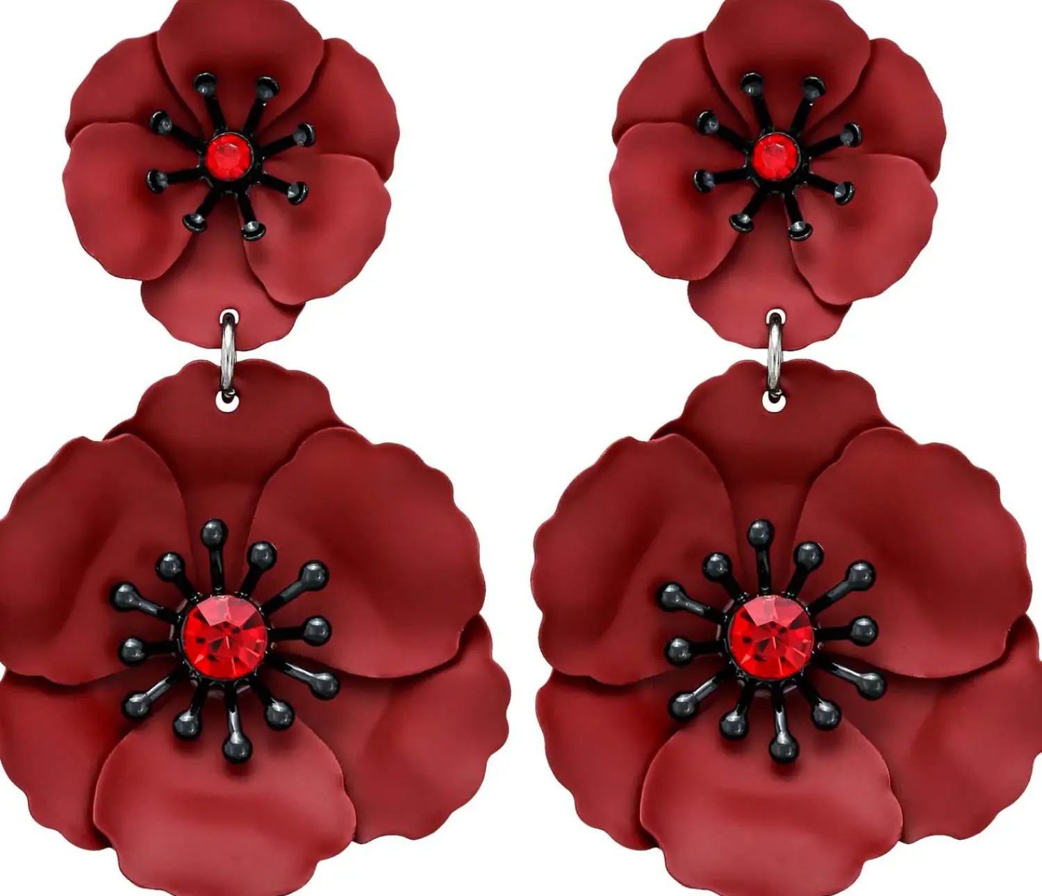 Bijou Brigitte Blumenschmuck|Ohrstecker>Ohrstecker - Burgundy Rose burgundy, rot