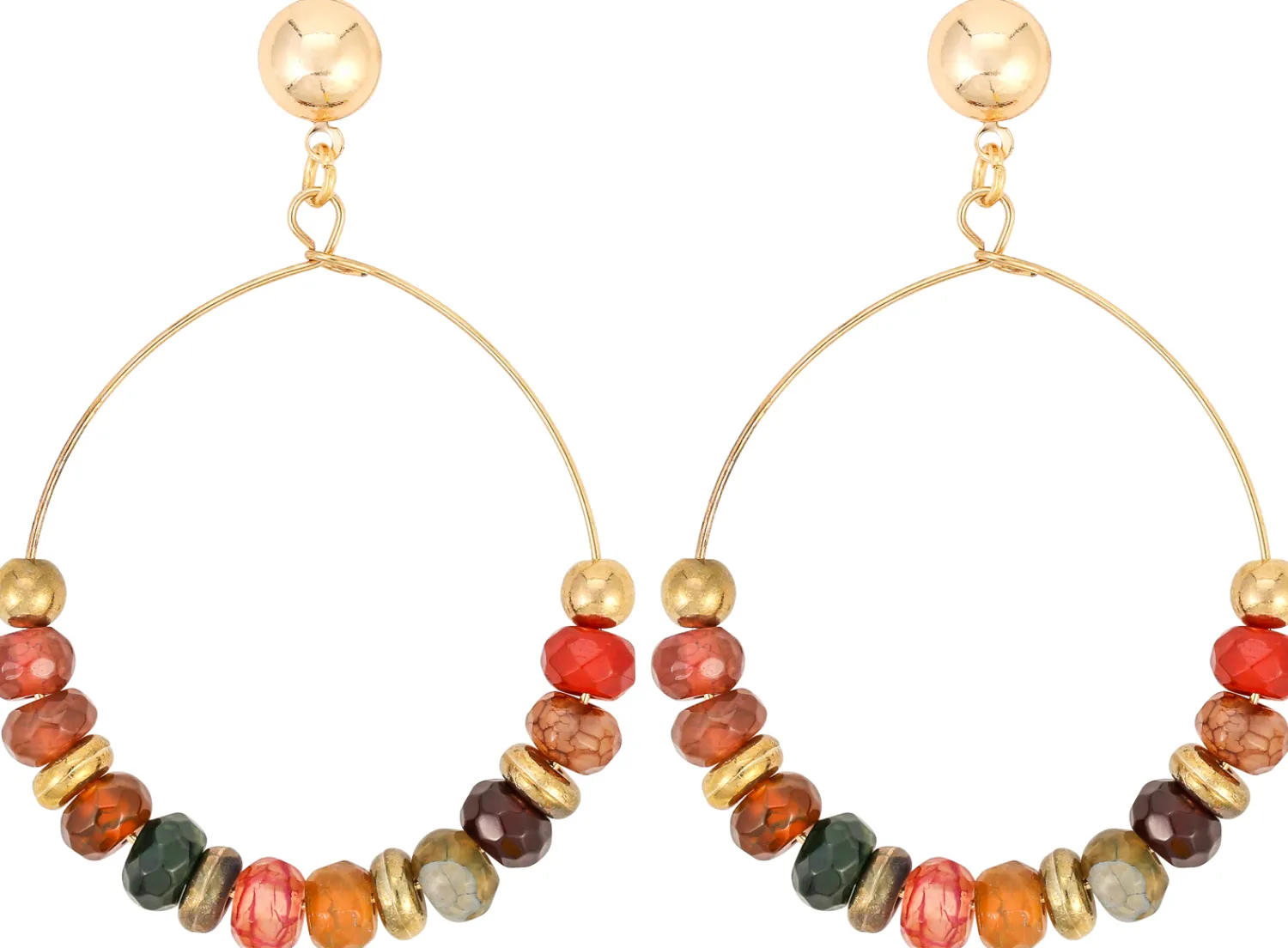 Bijou Brigitte Ohrstecker|Bunter Schmuck>Ohrstecker - Colourful Agate rot, mehrfarbig