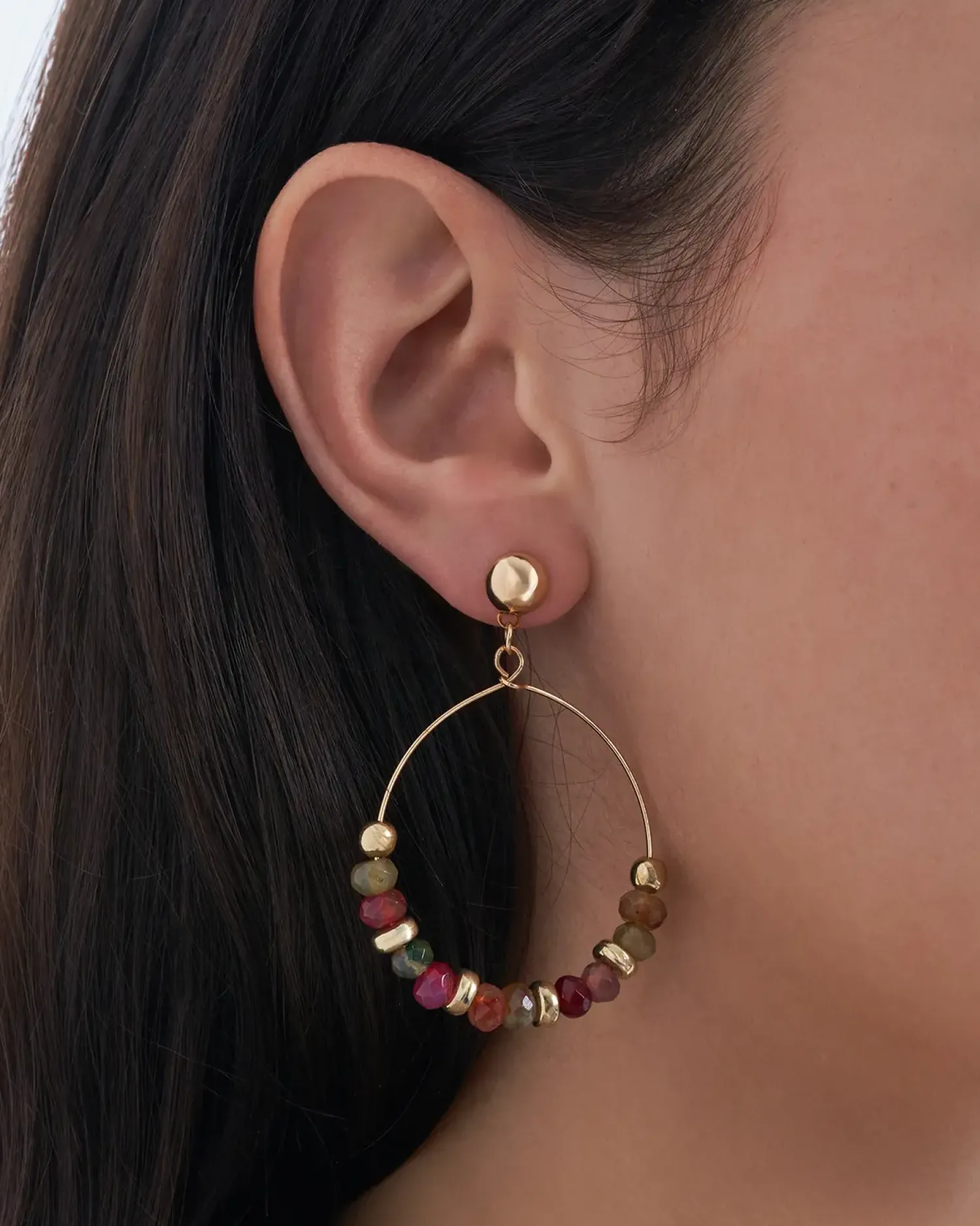 Bijou Brigitte Ohrstecker|Bunter Schmuck>Ohrstecker - Colourful Agate rot, mehrfarbig
