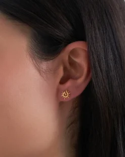 Bijou Brigitte Ohrringe Gold|Ohrstecker>Ohrstecker - Curled Sun gold
