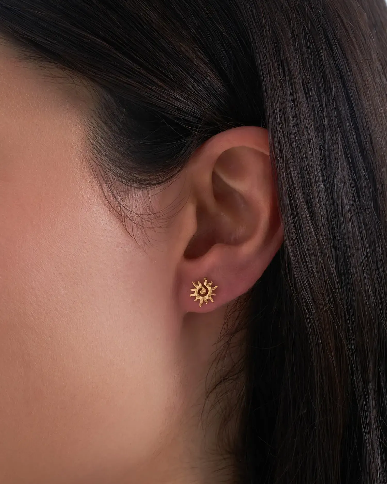 Bijou Brigitte Ohrringe Gold|Ohrstecker>Ohrstecker - Curled Sun gold