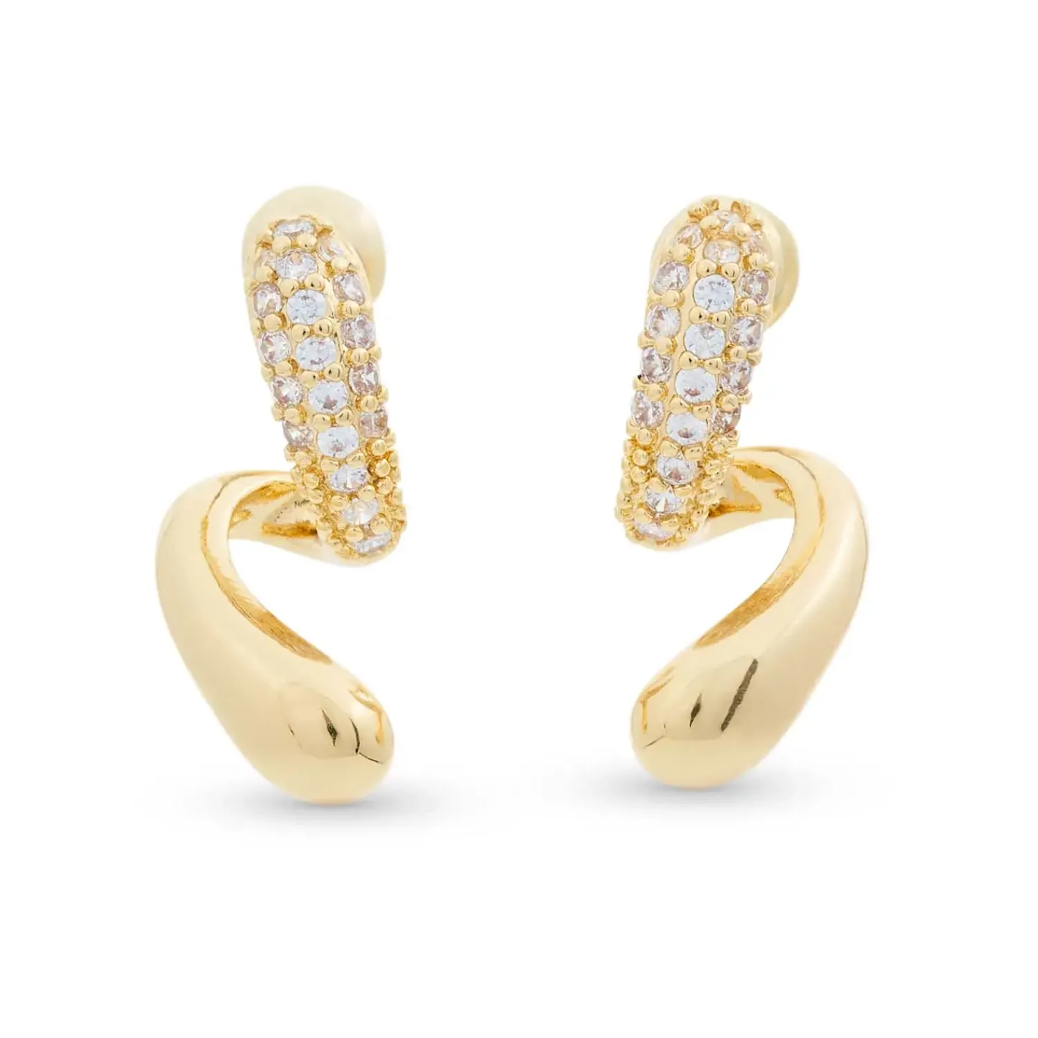 Bijou Brigitte Ohrringe Gold|Ohrstecker>Ohrstecker - Curved Sparkle gold