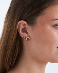 Bijou Brigitte Ohrringe Gold|Ohrstecker>Ohrstecker - Earth Trio braun, gold, grün, mehrfarbig
