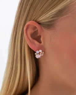 Bijou Brigitte Perlenschmuck|Pastellschmuck>Ohrstecker - Floral Pop rosa, weiß
