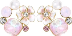 Bijou Brigitte Perlenschmuck|Pastellschmuck>Ohrstecker - Floral Pop rosa, weiß