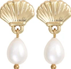 Bijou Brigitte Ohrstecker|Perlenschmuck>Ohrstecker - Glossy Shell gold, weiß