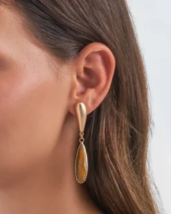 Bijou Brigitte Ohrringe Gold|Ohrstecker>Ohrstecker - Long Gems braun, gold