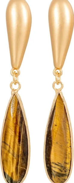 Bijou Brigitte Ohrringe Gold|Ohrstecker>Ohrstecker - Long Gems braun, gold