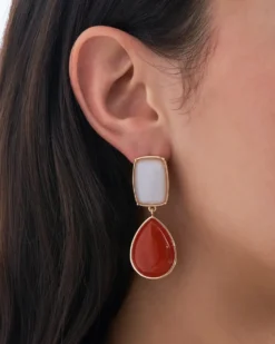 Bijou Brigitte Ohrstecker>Ohrstecker - Orange Jade weiß, orange