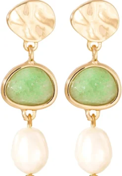 Bijou Brigitte Ohrringe Gold|Boho-Schmuck>Ohrstecker - Pastel Aventurine gold, grün