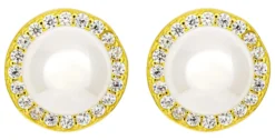 Bijou Brigitte Ohrringe Gold|Silver Crystals>Ohrstecker - Pearl Halo gold, weiß