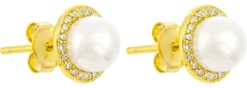 Bijou Brigitte Ohrringe Gold|Silver Crystals>Ohrstecker - Pearl Halo gold, weiß