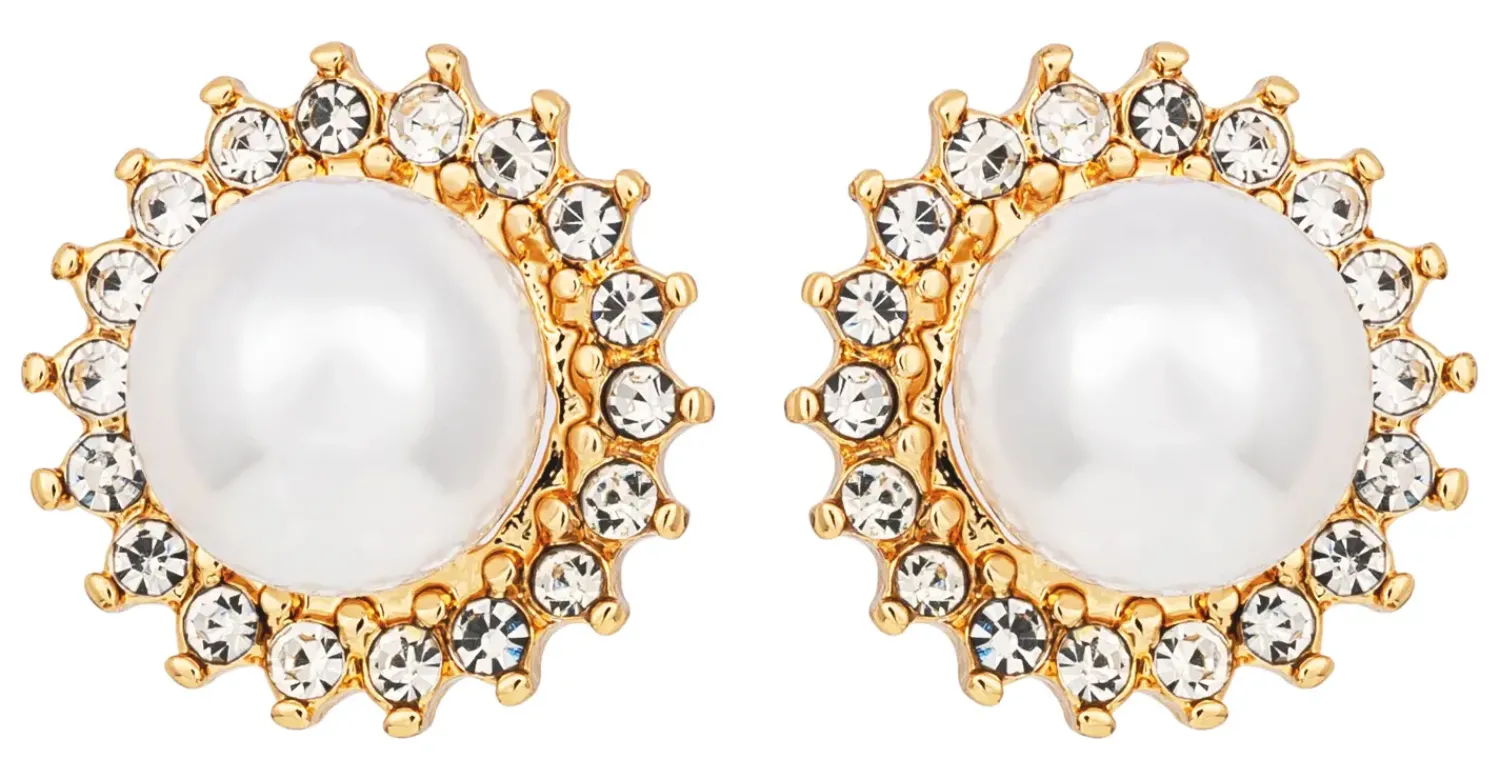 Bijou Brigitte Perlenschmuck|Ohrringe Gold>Ohrstecker - Pearly Blossom gold, weiß