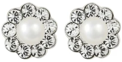 Bijou Brigitte Silver Crystals|Blumenschmuck>Ohrstecker - Pearly Flower silber
