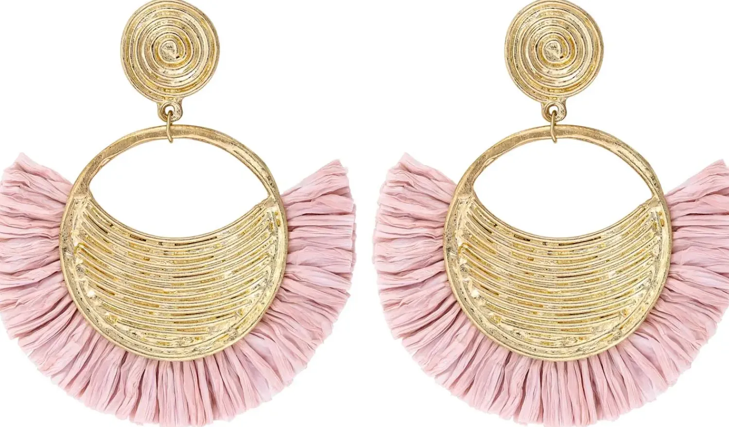Bijou Brigitte Ohrringe Gold|Boho-Schmuck>Ohrstecker - Pink Fan rosa, gold