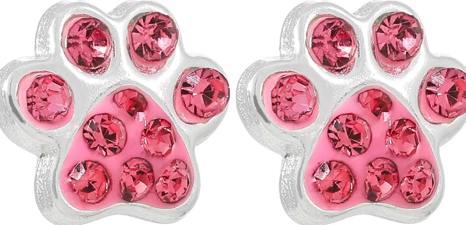Bijou Brigitte Kinderschmuck|Ohrringe 925Er Silber>Ohrstecker - Pink Paws silber, pink