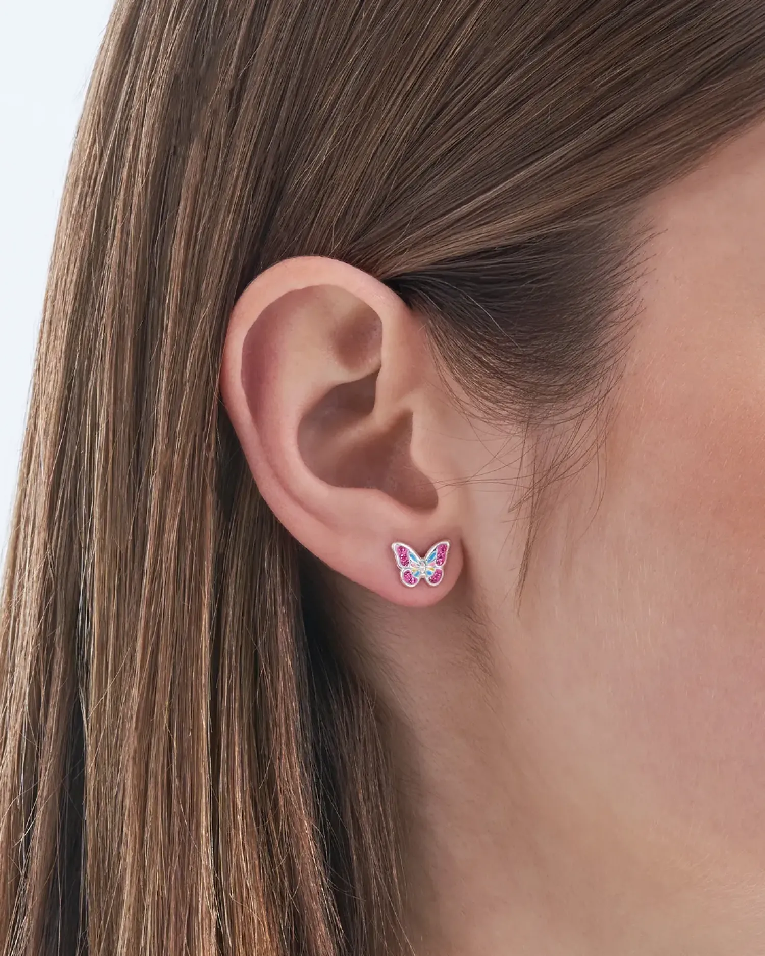 Bijou Brigitte Kinderschmuck|Ohrringe 925Er Silber>Ohrstecker - Pink Wings rosa, silber