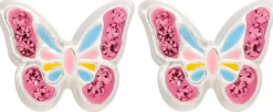 Bijou Brigitte Kinderschmuck|Ohrringe 925Er Silber>Ohrstecker - Pink Wings rosa, silber