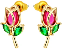 Bijou Brigitte Ohrringe Gold|Blumenschmuck>Ohrstecker - Red Tulip gold, rot