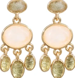 Bijou Brigitte Ohrringe Gold|Boho-Schmuck>Ohrstecker - Rose Labradorite rosa, gold