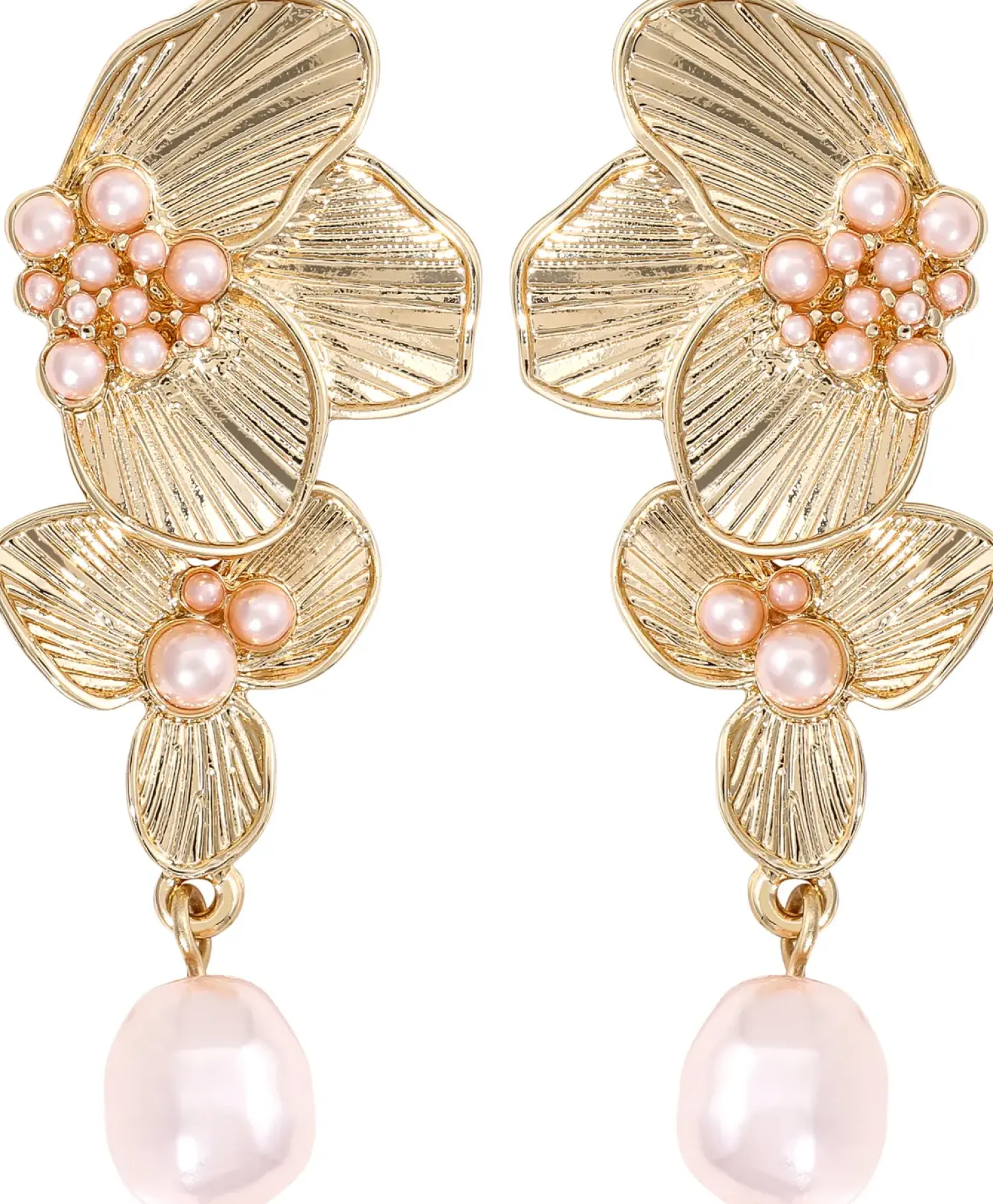 Bijou Brigitte Ohrringe Gold|Blumenschmuck>Ohrstecker - Rosy Blossom rosa, gold
