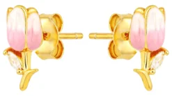Bijou Brigitte Blumenschmuck|Silver Crystals>Ohrstecker - Rosy Tulip roségold