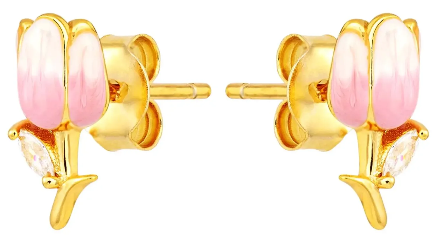Bijou Brigitte Blumenschmuck|Silver Crystals>Ohrstecker - Rosy Tulip roségold