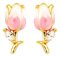Bijou Brigitte Blumenschmuck|Silver Crystals>Ohrstecker - Rosy Tulip roségold