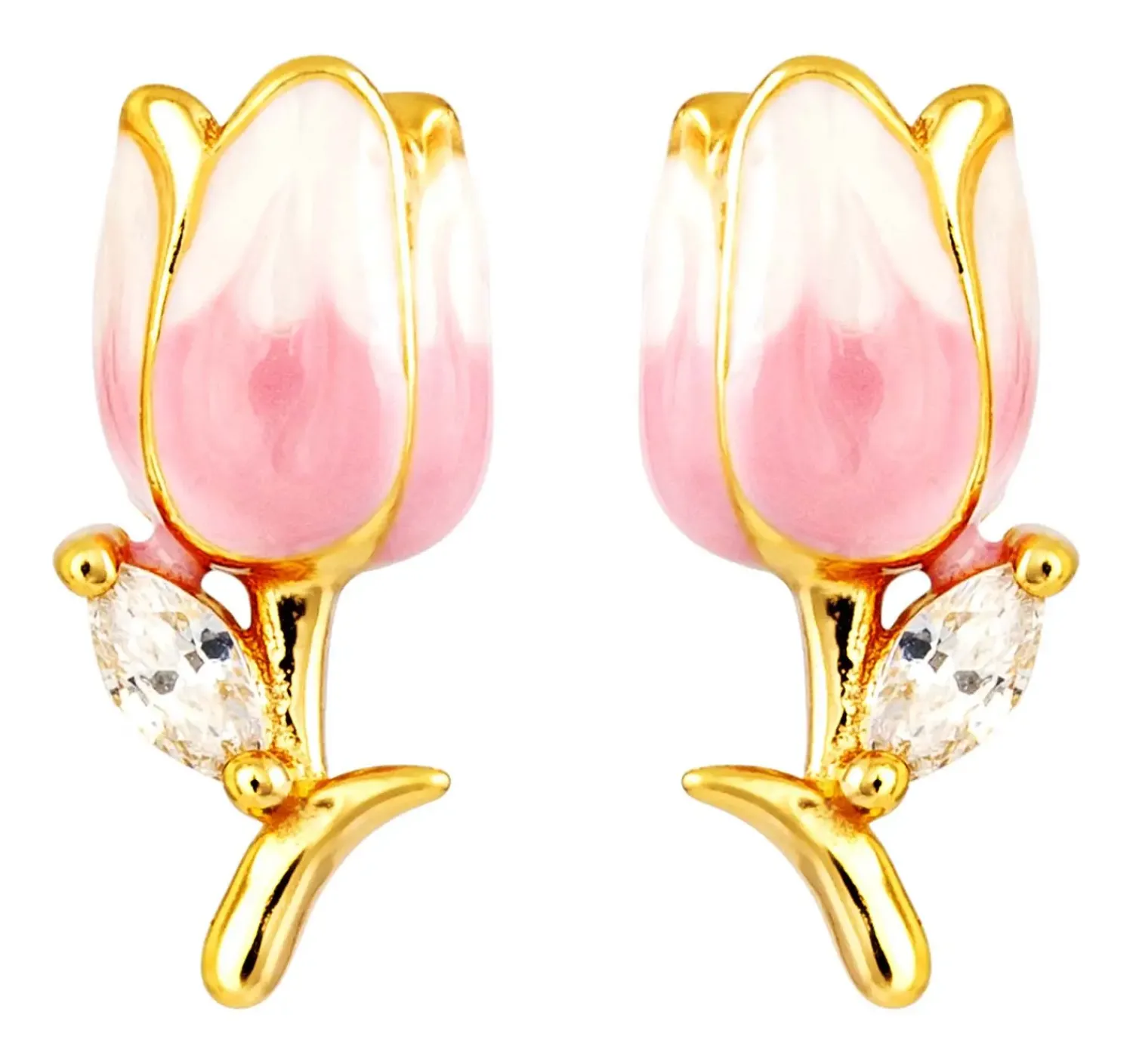 Bijou Brigitte Blumenschmuck|Silver Crystals>Ohrstecker - Rosy Tulip roségold