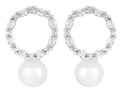 Bijou Brigitte Perlenschmuck|Ohrstecker>Ohrstecker - Round Catch weiß, silber
